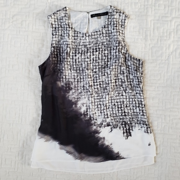 Rose & Olive Tops - B&W Artistic Tank Top Dressy Muscle Shirt Medium